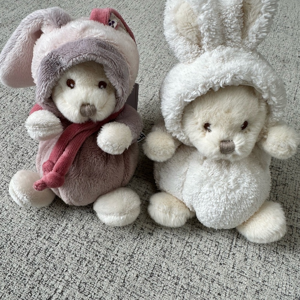 Plush Bunny Duo Stuffed Animal - Cream and Dusty Pink